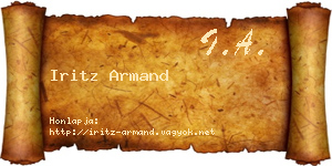 Iritz Armand névjegykártya